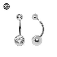 Piercing de doble cristal de titanio F136 para mujer, joyería Sexy para el cuerpo, colgante para la oreja, anillos para el ombligo, Piercing para el ombligo, 1 unidad - details 2