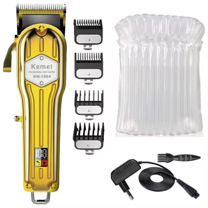 Kemei-cortadora de pelo profesional de metal para hombre, máquina de corte de pelo inalámbrica con cable eléctrico, 1984 - 1