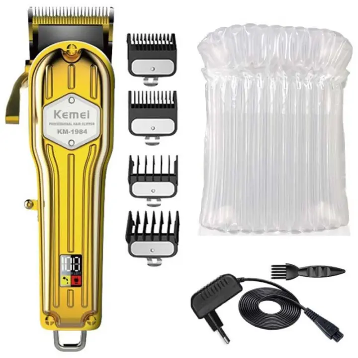 Kemei-cortadora de pelo profesional de metal para hombre, máquina de corte de pelo inalámbrica con cable eléctrico, 1984 - 1