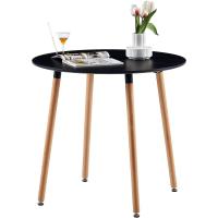 Mesa de Comedor, Estilo escandinavo Ronda Mesa y Patas de Madera de Haya, 80*72 cm, Color Blanco - details 45