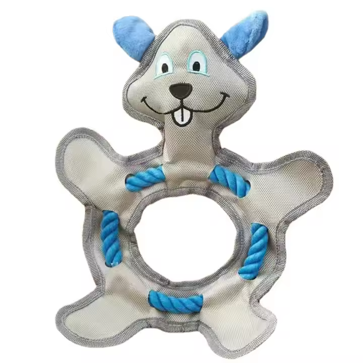 Suministros para mascotas, cuerda resistente a mordeduras, juguetes para perros con nudo, forma de pato/rana, juguete masticable para perros de dibujos animados, disco volador suave para perros, juguete para rechinar los dientes - 1