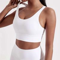 Sujetador deportivo Fiess con espalda cruzada para mujer, Top ajustado de alta resistencia, ropa interior de entrenamiento integral para gimnasio y Yoga con almohadilla para el pecho, Color sólido - details 4