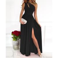 2025 Mujeres Alta Calidad Vestidos Mujeres Slant Hombre Hueco Temperamento Gradiente de Color Alta Split Vestidos Largos - details 9