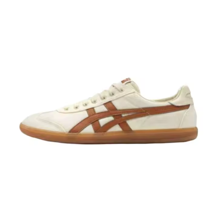 Leten Onitsuk'a Tokuten Raw Rubber Sole Low Top Retro Board Shoes para hombres y mujeres con el mismo estilo Blanco Marrón - 1