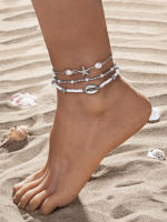 Tobillera decorativa con dijes de estrella de mar y concha estilo bohemio para mujer, regalos para novia, tobillera con cuentas de moda para vacaciones en la playa, elegantes accesorios de moda para uso diario - details 1