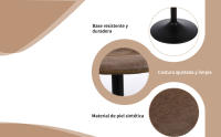 Taburete de Bar, Taburete Giratorio con Respaldo, sillas de Bar Modernas Ajustables, Taburete Alto sin Brazos de Piel sintética para Isla de Cocina, Color Marrón - details 3