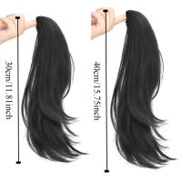 Extensión de cabello sintético con cola de caballo recta ligeramente levantada de 12/16 pulgadas, peluca con cola de caballo con Clip, peluca de cola de caballo en capas dulces - details 0