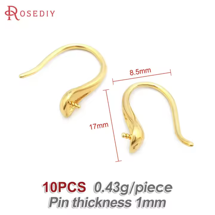 Latón color oro de 18 quilates, compatible con cuentas de medio agujero con ganchos de medio pasador para pendientes, joyería de alta calidad, accesorios para manualidades. - 1