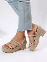 Sandalias de Cuña de Cuerda de Cáñamo Tejido de Europa y América Talla Grande, Suela Gruesa, Abreta, Frescas para Mujeres - details 5