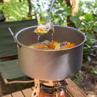 Olla para exteriores de gran capacidad, olla colgante de titanio de 1,8 litros con sistema digestivo de tapa, camping portátil ultraligero y - details 4