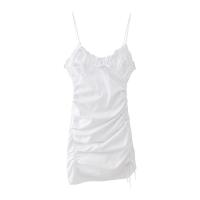 Vestido entallado de tela tipo gabardina plisada con escote en V, lazo decorativo y falda corta tipo sling PB&ZA2025sweet - details 1