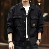Chaqueta de mezclilla para hombre, holgada, con solapa retro americana, moda informal, ropa de abrigo para primavera y otoño - details 7