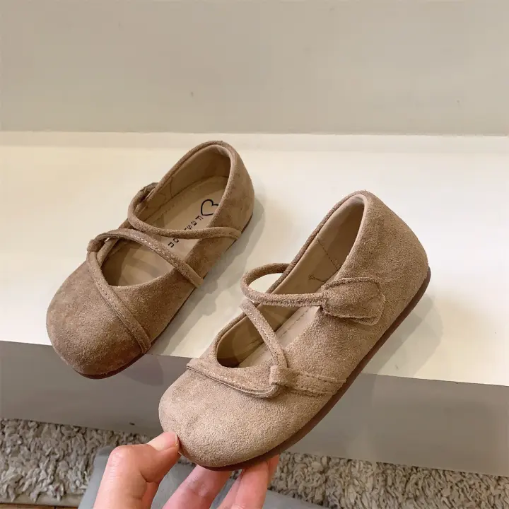 Terciopelo retro primavera compañeros de clase boca poco profunda zapatos de cuero para niños niñas princesa zapatos - 1
