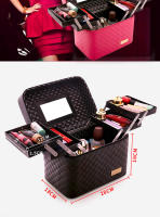 New Women Makeup Bag Waterproof PU Leather Large Capacity Multi-layer travel cosmetic bags Jewelry Storage Box With Mirror - details 5