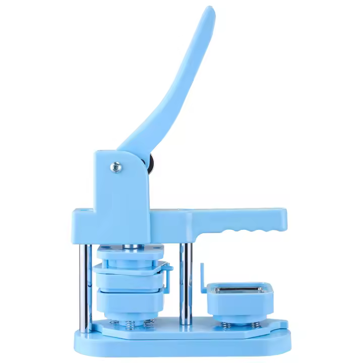 Máquina para Hacer Botones Cuadrados SucceBuy, 50 x 50 mm, Incluye Carcasas Delanteras de Hojalata, Tapas Traseras de Plástico, Respaldos Magnéticos y Películas Transparentes, Mango Ergonómico para Creación de Insignias, Azul - 1