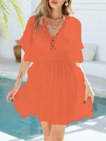 Vestido de Cubierta de Encaje de Látex DESIRECAT Traje de Baño de Verano con Cuello en V - details 10