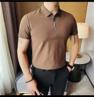 Polo de manga corta bordado de malla transpirable de verano para hombre, camiseta informal de negocios con solapa y media cremallera, - details 52
