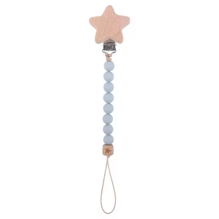 Cadena de silicona para chupete de bebé, cadena suave de grado alimenticio, con cuentas anticaída, Clips molares - 1