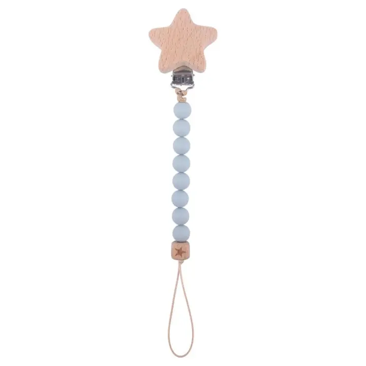 Cadena de silicona para chupete de bebé, cadena suave de grado alimenticio, con cuentas anticaída, Clips molares - 1