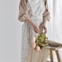 Delantal de cocina de algodón a la moda, delantal de trabajo doméstico con estampado Floral elegante, delantal de limpieza de estilo francés impermeable para cocina - details 18