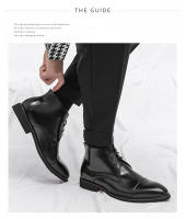 Nuevas botas cortas con cordones, botines derby de punta, informales de negocios, zapatos de cuero de color sólido británico. - details 4