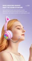 Auriculares con orejas de gato y luz LED RGB para niños y niñas, cascos inalámbricos con Bluetooth 5,3 para juegos, PC - details 5