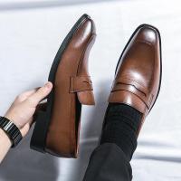 Mocasines de cuero simples para hombre, zapatos de negocios elegantes, moda Formal de lujo, zapatos casuales de oficina de un pie, color negro - details 3