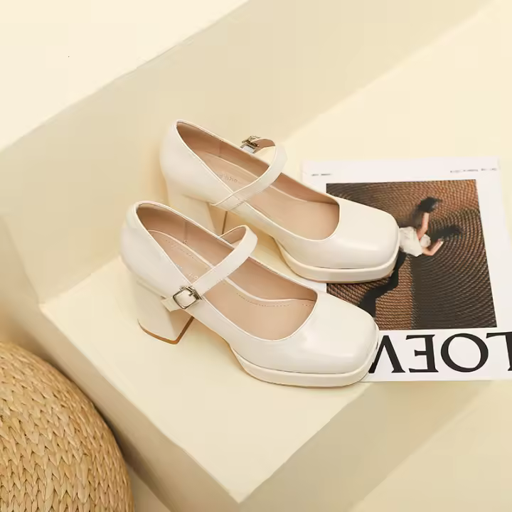 Zapatos de mujer de tacón alto y grueso estilo francés de nuevo estilo - 1