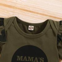 Conjunto de Ropa de Bebé Niña de Algodón Sólido Romper de Manga Corta con Letras Camuflajes - details 3