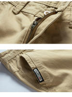 Shorts De Verano Para Hombre 100% Algodón Sólido Calidad Superior Ropa Social Casual Bermudas Sueltas De Lujo En Caqui Joggers De Perna Larga Cierre De Cremallera - details 9