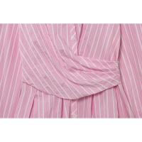 BUNO-novedad de verano coreano para mujer, estilo de moda, minivestido versátil de manga larga con cuello en V a rayas rosas - details 11