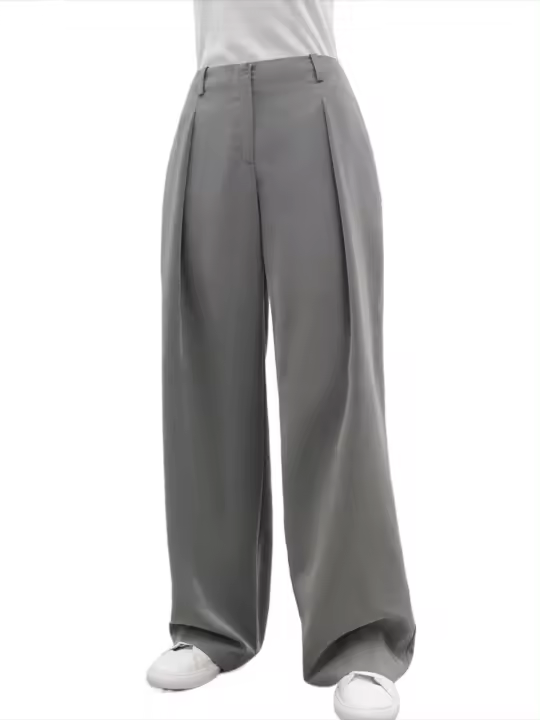 Pantalones de pierna ancha de cintura alta para mujer estilo clásico primavera otoño - 1