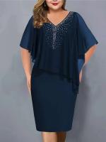 2024 nuevo elegante vestido de fiesta de verano Rhie decoración uso diario ceñido al cuerpo de talla grande de gasa vestido de banquete para mujer - details 2