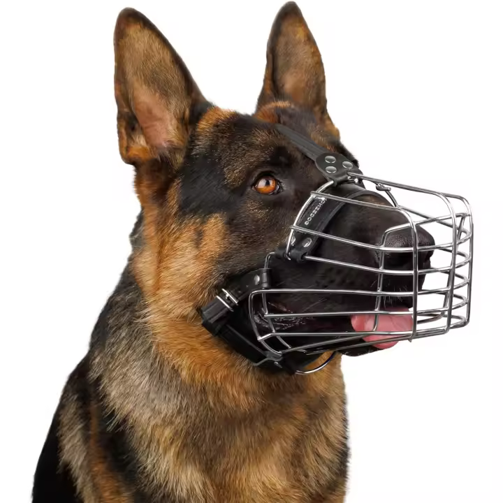 BRONZEDOG Bozal de Alambre para Perros de Pastor alemán para Perros medianos y Grandes, Cesta de Metal Durable Ajustable para morder, Masticar ladridos (L) - 1