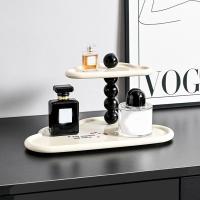 Bandejas de doble capa en forma de nube, bandeja de almacenamiento de artículos diversos con llave de plástico de gran capacidad, organizador decorativo de Perfume para aromaterapia - details 8
