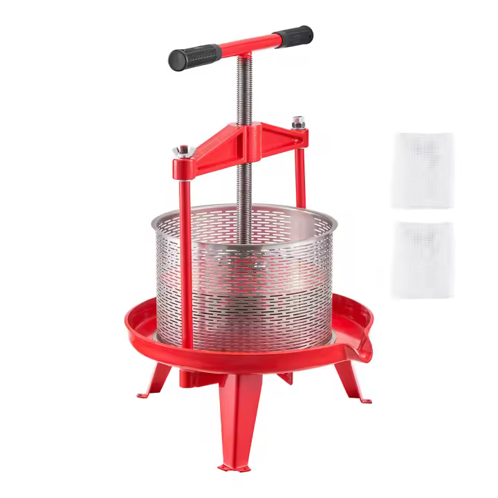 SucceBuy Prensa manual para vino de frutas de 2,38 gal/9 L, cesta de acero inoxidable con diseño de viga transversal estable, exprimidor - 1