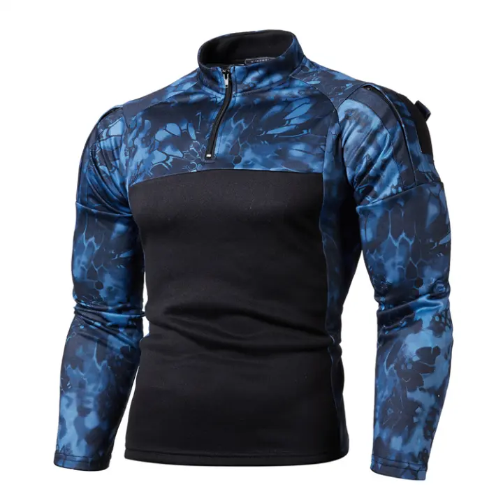 Camiseta Táctica de Combate para Hombres Uniforme Militar Sudadera con Capucha Camuflaje - 1
