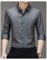 Camisa de Negocios Ligera Manga Larga de Cuadros a la Moda para Hombres Resistente a Arrugas - details 4