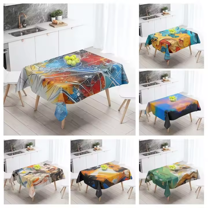 Mantel de mesa, decoración de anime, accesorios de mesa rectangulares, tela impermeable, mantel antiincrustante abstracto - 1