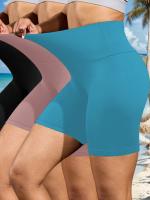 Paquete de 3 pantalones cortos de motociclista de cintura alta para mujer, control de barriga súper suave, sin transparencias, entrenamiento, yoga, correr, push up, pantalones cortos de gimnasio y fitness - details 5