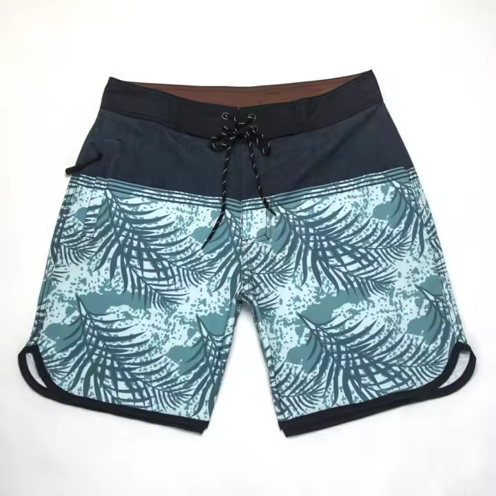 Bermudas de verano para hombre, Bañador con estampado de hojas, 4 vías, elástico, secado rápido, impermeable, pantalones cortos finos para playa, Surf, bañador, novedad - 1