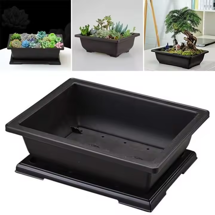 Contenedor rectangular para bonsái para balcón, suministros de jardín, plástico antiguo ETA, 1 pieza. - 1