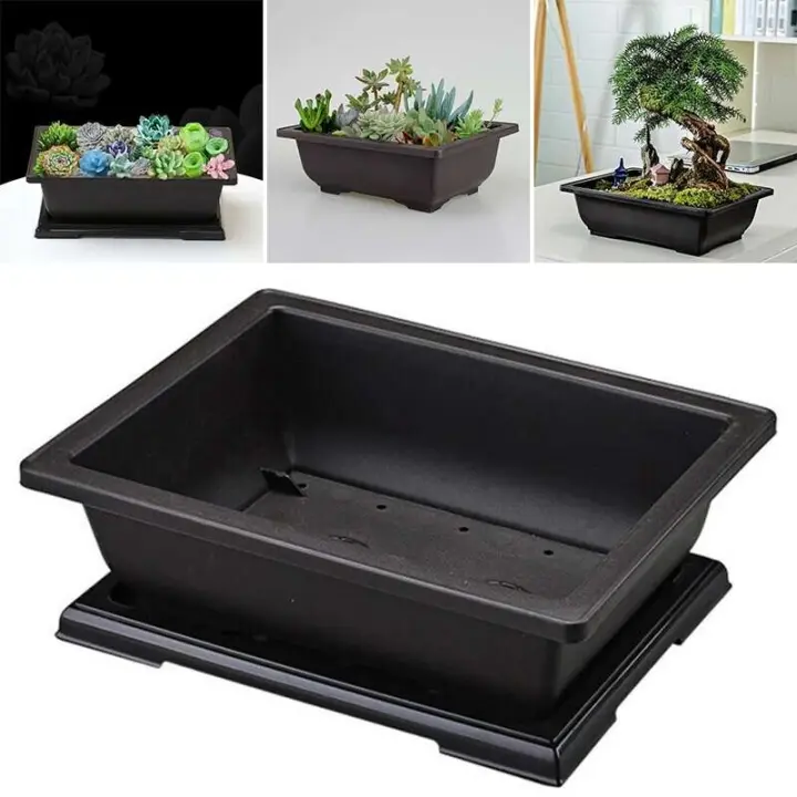 Contenedor rectangular para bonsái para balcón, suministros de jardín, plástico antiguo ETA, 1 pieza. - 1