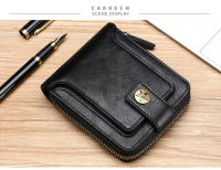 Cartera pequeña Vintage para hombre, monedero corto de cuero PU, Color sólido, con cierre y cremallera - details 15