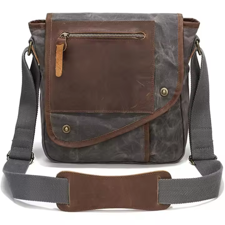 Bolso de hombro para hombre, bandolera retro, bolso de trabajo, bolso de lona - 1
