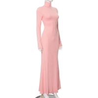 Elegante Vestido Largo con Cuello Alto Moda de Invierno Criptográfica para Mujeres - details 10
