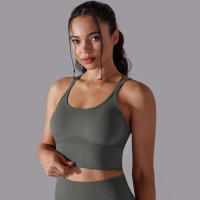 Sujetador de yoga sin costuras para mujer, sujetador deportivo cruzado de alto impacto, a prueba de golpes, top corto, transpirable, antisudor - details 41