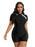 Bikini de gran tamaño para mujer 2024, traje de baño de una pieza de manga corta para mujer, Monokini, ropa de playa - details 2
