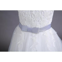 Vestido de fiesta blanco de novia con cola para niñas, con lazo para actuación - details 5