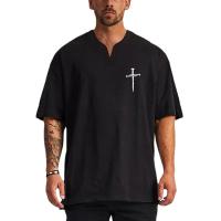 Camisetas Casuales de Hip Hop para Hombres Manga Corta, Algodón, Impermeable, Uso en Gimnasio, Bodybuilding Instrucciones de Cuidado de la Tela, Hechas en China - details 1
